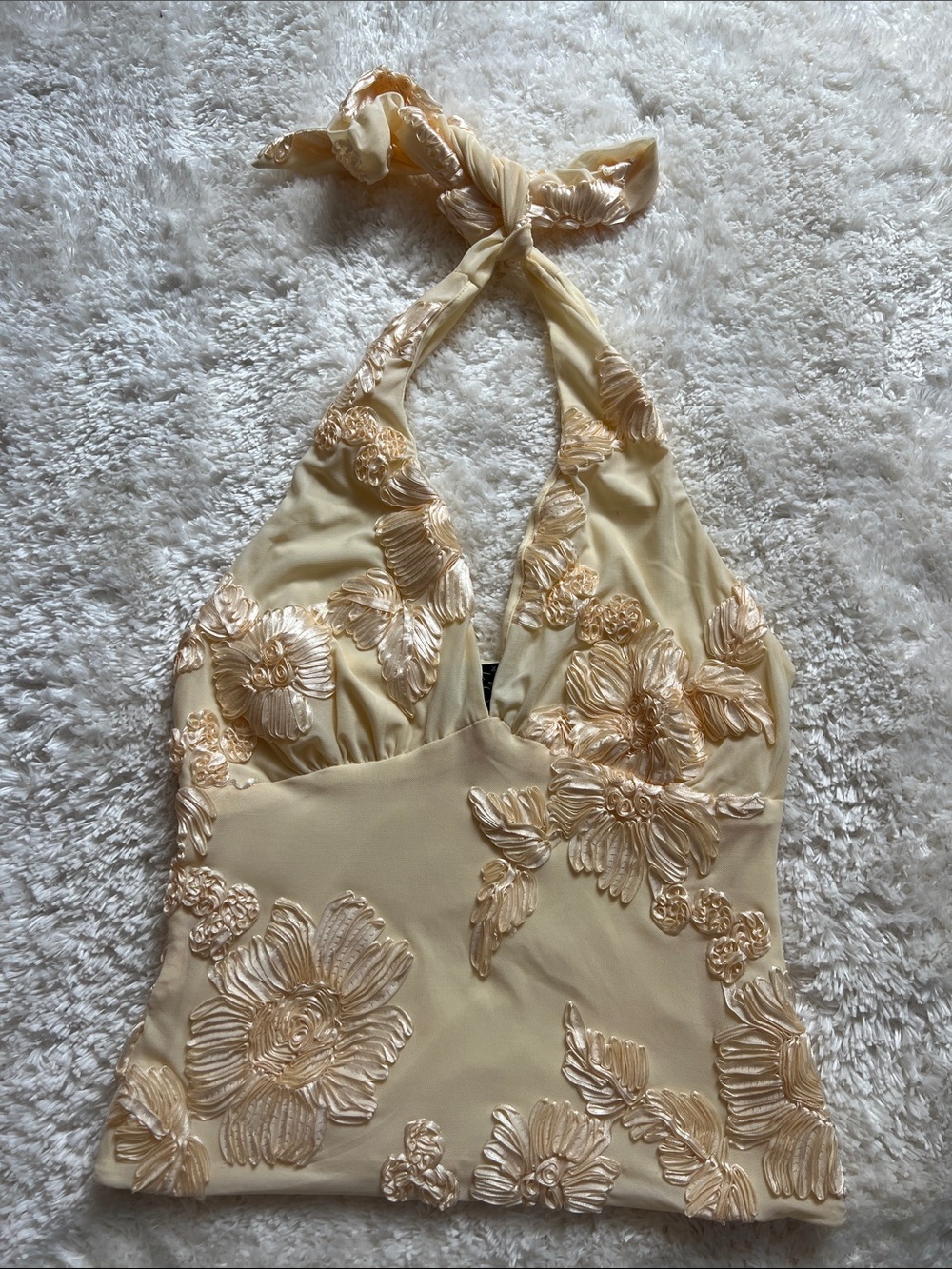 Women’s Yellow Halter Lace Appliqué Camisole